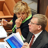 Министр финансов Алексей Кудрин и его заместитель Татьяна Нестеренко